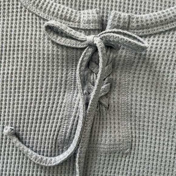 OUTLAW: Women Blue Lace Up Tie Front Crop Top, Size L - Picture 4 of 13